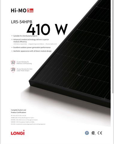 Panouri solare LONGI LR5-54HPB 410W