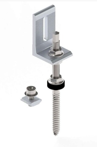 Surub de fixare 200 mm panouri fotovoltaice pe tabla + profil L + Bolt