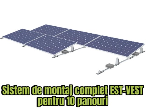 Subansamblu sistem de montaj complet Est-Vest pentru 10 panouri solare