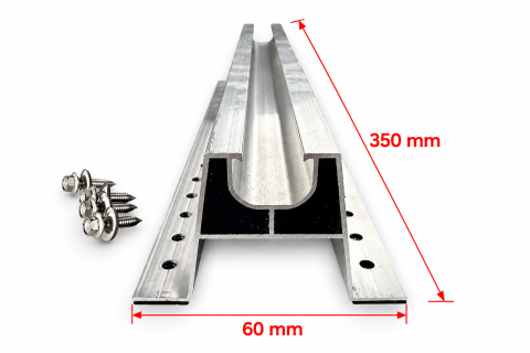 Sina minirail tip U,  H6cm x 35 cm + cauciuc +4 suruburi LP
