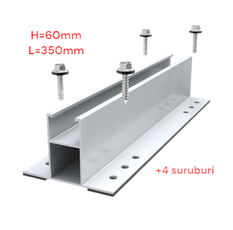 Sina minirail 6 cm inaltime prindere panouri fotovoltaice  + 4 suruburi LP