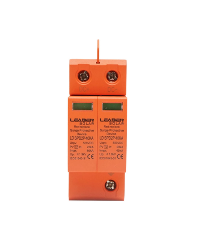 Descarcator DC 800V la supratensiune cu semnalizare pentru sisteme fotovoltaice LD-SPD-2P-40kA-800VDC