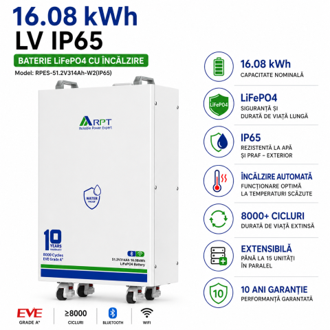 Baterie RPT 16.08 Kw LV IP65, cu incalzire, 8000 de cicluri ,LifePO4, celule EVE