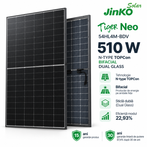 Panouri fotovoltaice JINKO 510W N-Type TopCon bifaciale TigerNeo JKM510N-54HL4M-BDV