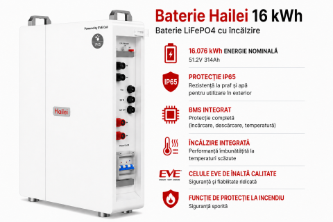 Baterie Hailei 16 kWh LV cu încălzire, celule EVE, IP65, LiFePO4 - exterior -