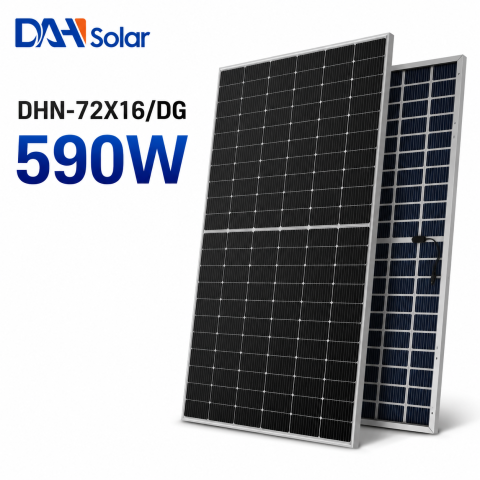 Panouri fotovoltaice DAH 590W TOPCon, N-type, Bifaciale DHN-72X16-DG-590
