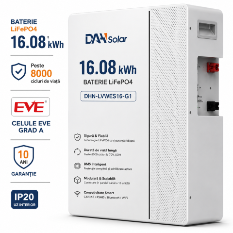 Baterie DAH SOLAR 16,08  kw IP 20 LifePo4, peste 8000 cicluri, celule EVE DHN-LVWES16-G1