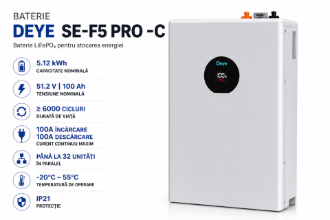 Baterie Deye SE-F5 Pro C, 5.12 kWh  LV, 51.2V, 100Ah, LiFePO4