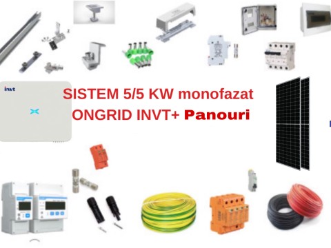SISTEM 5/5 KW MONOFAZAT ON GRID INVT + panou Longi 410w